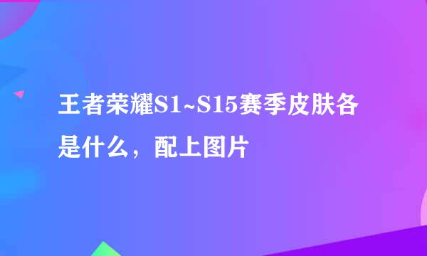 王者荣耀S1~S15赛季皮肤各是什么，配上图片