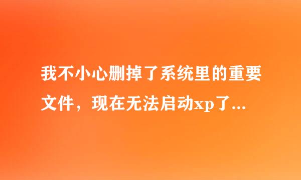 我不小心删掉了系统里的重要文件，现在无法启动xp了，怎么办？