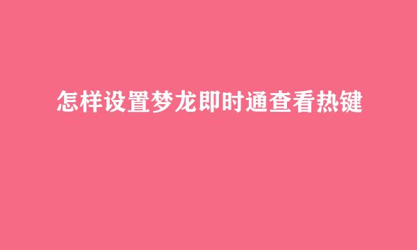 怎样设置梦龙即时通查看热键