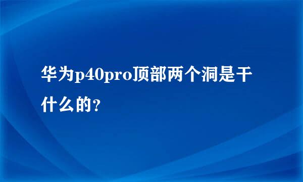 华为p40pro顶部两个洞是干什么的？