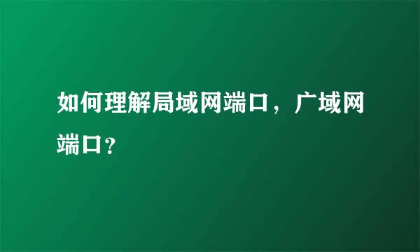 如何理解局域网端口，广域网端口？