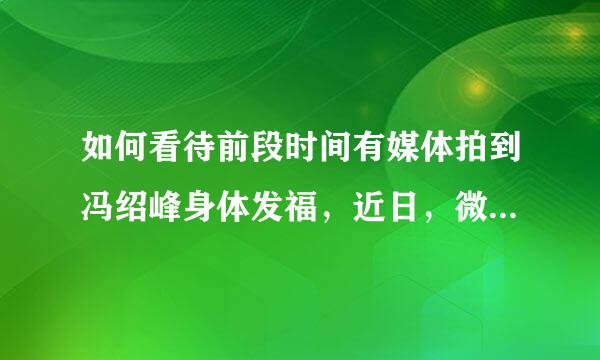 如何看待前段时间有媒体拍到冯绍峰身体发福，近日，微博晒照，一雪前耻，吐槽：这两天减下来了没人拍了？