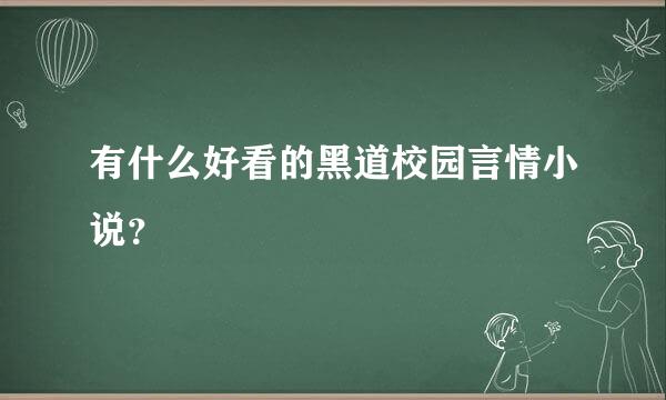 有什么好看的黑道校园言情小说？