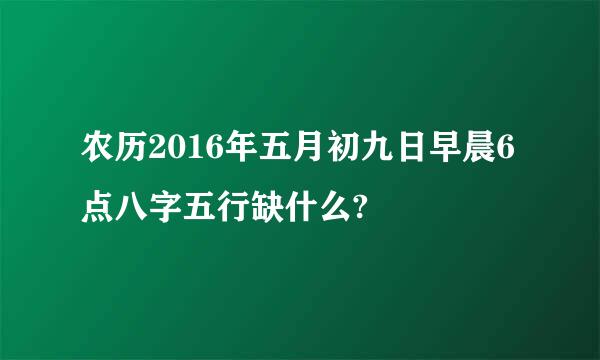 农历2016年五月初九日早晨6点八字五行缺什么?