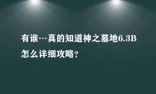 有谁…真的知道神之墓地6.3B怎么详细攻略？