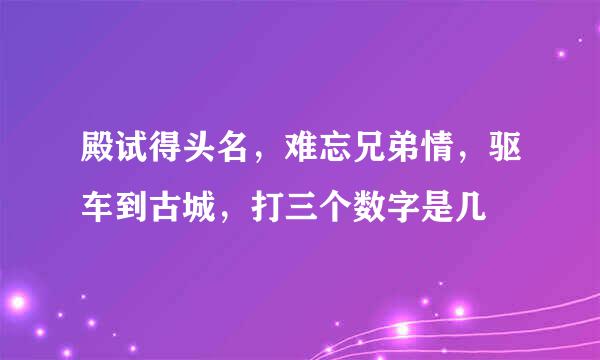 殿试得头名，难忘兄弟情，驱车到古城，打三个数字是几