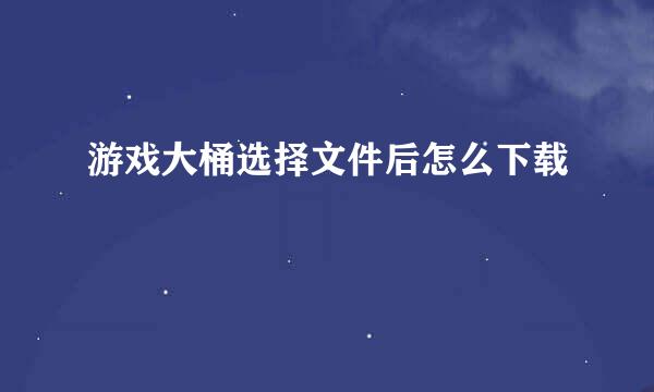 游戏大桶选择文件后怎么下载