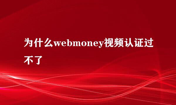 为什么webmoney视频认证过不了