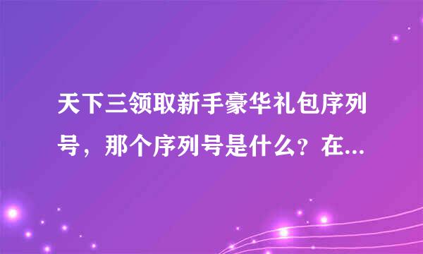 天下三领取新手豪华礼包序列号，那个序列号是什么？在哪里可以找到序列号？