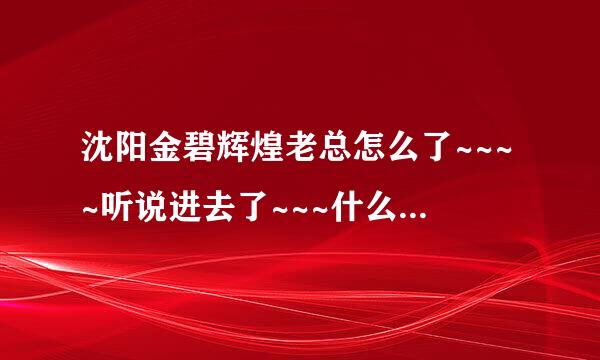 沈阳金碧辉煌老总怎么了~~~~听说进去了~~~什么事情啊~~有明白的解释一下好吗？？谢谢各位了