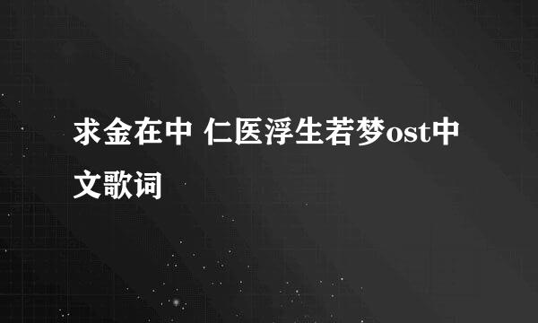 求金在中 仁医浮生若梦ost中文歌词