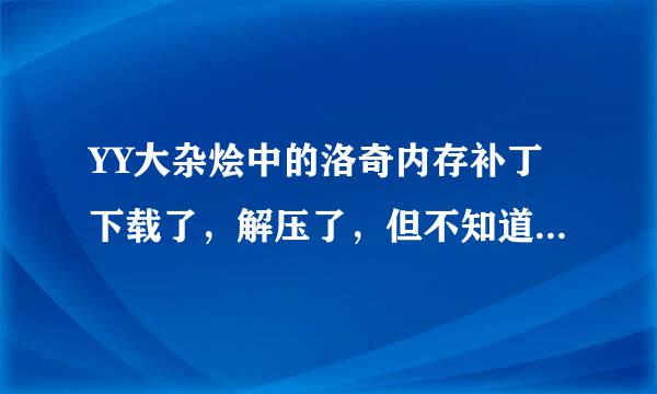 YY大杂烩中的洛奇内存补丁下载了，解压了，但不知道用法。。。 哪位大虾教一下？