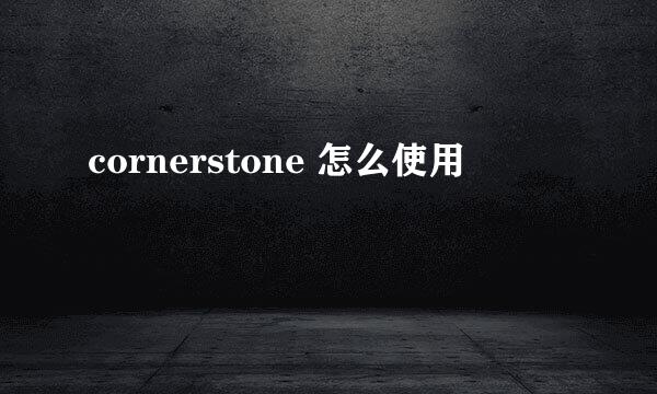 cornerstone 怎么使用