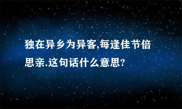 独在异乡为异客,每逢佳节倍思亲.这句话什么意思?