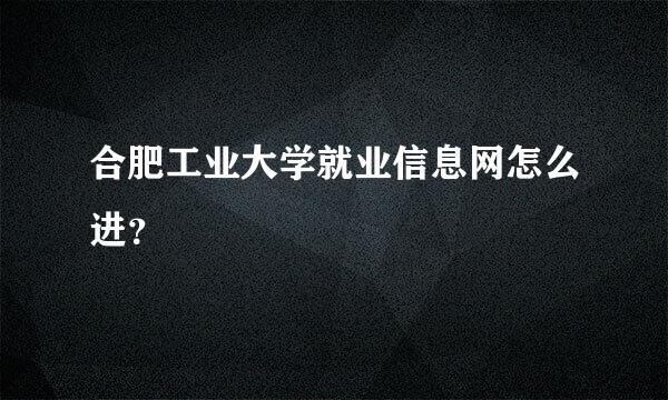 合肥工业大学就业信息网怎么进？