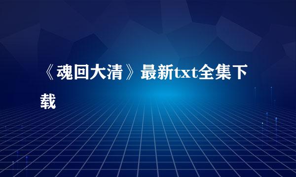 《魂回大清》最新txt全集下载