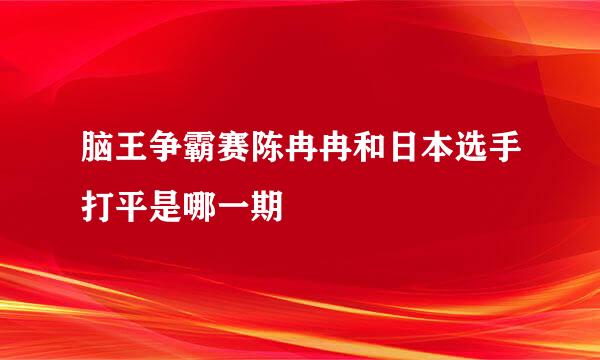 脑王争霸赛陈冉冉和日本选手打平是哪一期