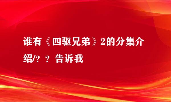 谁有《四驱兄弟》2的分集介绍/？？告诉我