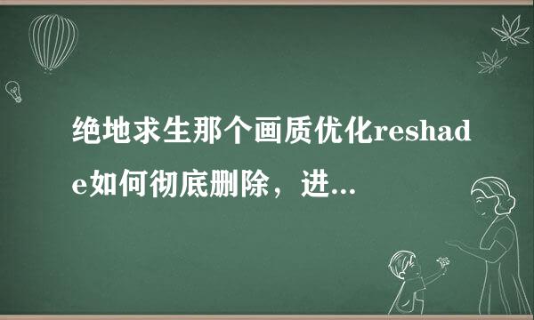 绝地求生那个画质优化reshade如何彻底删除，进游戏总是跳出来