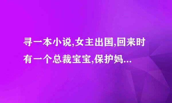 寻一本小说,女主出国,回来时有一个总裁宝宝,保护妈妈,还泼了爸爸一盆水