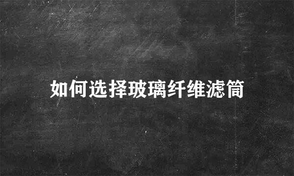 如何选择玻璃纤维滤筒