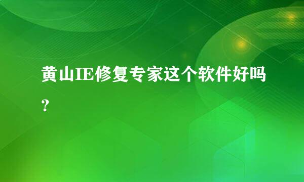 黄山IE修复专家这个软件好吗？