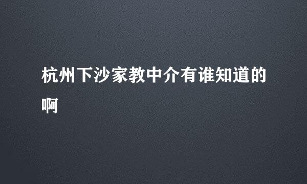 杭州下沙家教中介有谁知道的啊