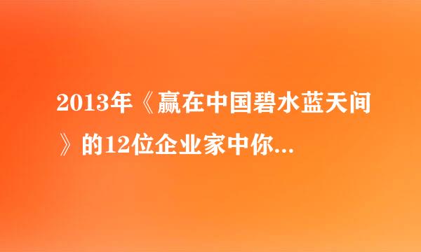 2013年《赢在中国碧水蓝天间》的12位企业家中你最喜欢谁？