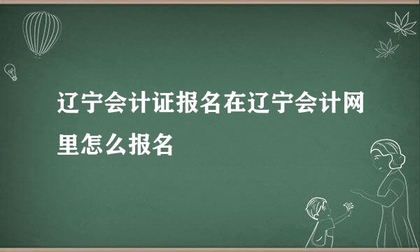 辽宁会计证报名在辽宁会计网里怎么报名