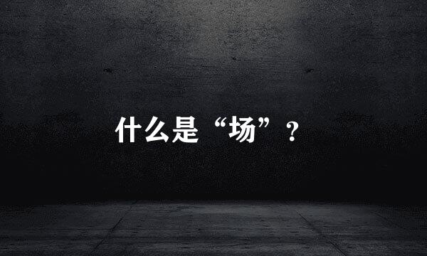 什么是“场”？