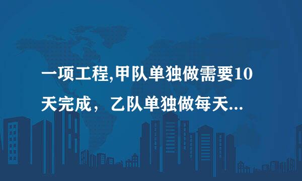 一项工程,甲队单独做需要10天完成，乙队单独做每天完成这项工程的1/15。两队合作完成这项工程的