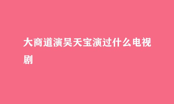 大商道演吴天宝演过什么电视剧