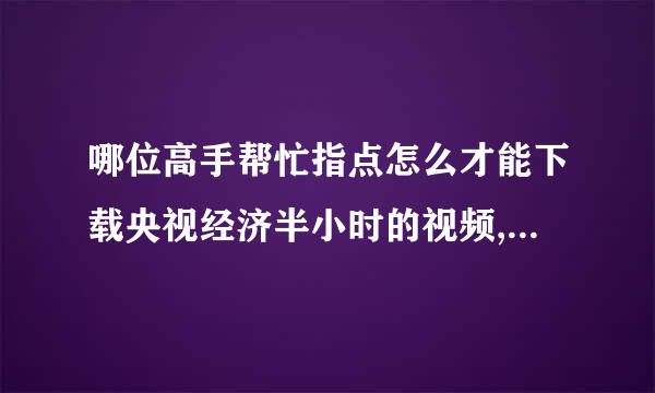 哪位高手帮忙指点怎么才能下载央视经济半小时的视频,保存在电视里