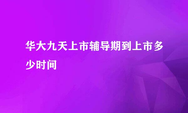 华大九天上市辅导期到上市多少时间