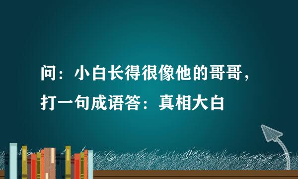 问：小白长得很像他的哥哥，打一句成语答：真相大白