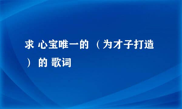 求 心宝唯一的 （为才子打造） 的 歌词