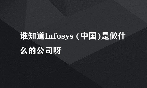 谁知道Infosys (中国)是做什么的公司呀