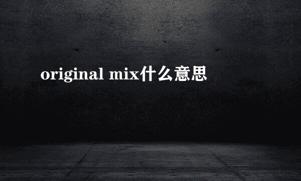 original mix什么意思