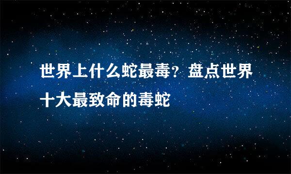 世界上什么蛇最毒？盘点世界十大最致命的毒蛇