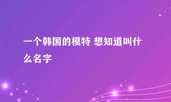 一个韩国的模特 想知道叫什么名字