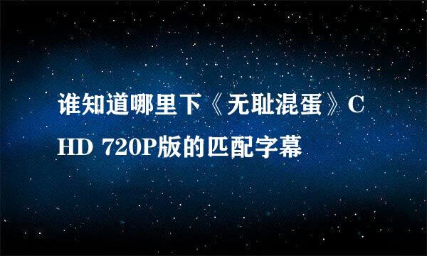 谁知道哪里下《无耻混蛋》CHD 720P版的匹配字幕