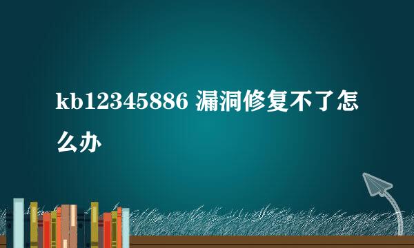 kb12345886 漏洞修复不了怎么办