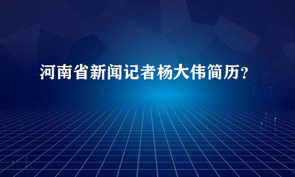 河南省新闻记者杨大伟简历？