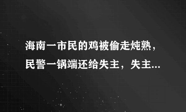 海南一市民的鸡被偷走炖熟，民警一锅端还给失主，失主会是怎样的心情？