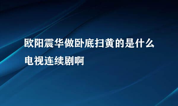 欧阳震华做卧底扫黄的是什么电视连续剧啊