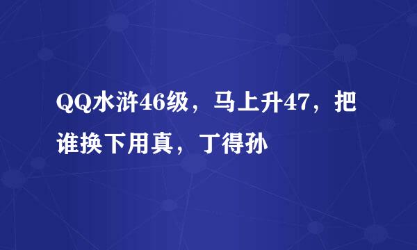 QQ水浒46级，马上升47，把谁换下用真，丁得孙