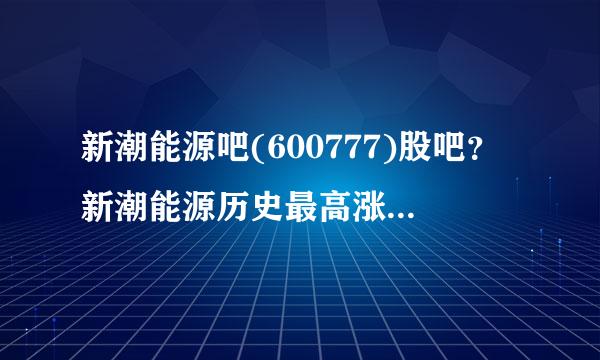 新潮能源吧(600777)股吧？新潮能源历史最高涨到多少？新潮能源股票600777今日股价？