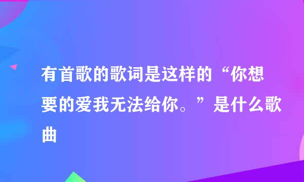 有首歌的歌词是这样的“你想要的爱我无法给你。”是什么歌曲