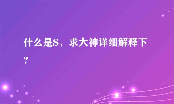 什么是S，求大神详细解释下？