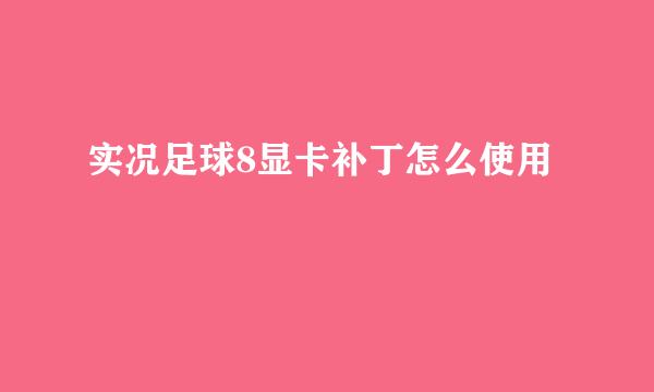 实况足球8显卡补丁怎么使用